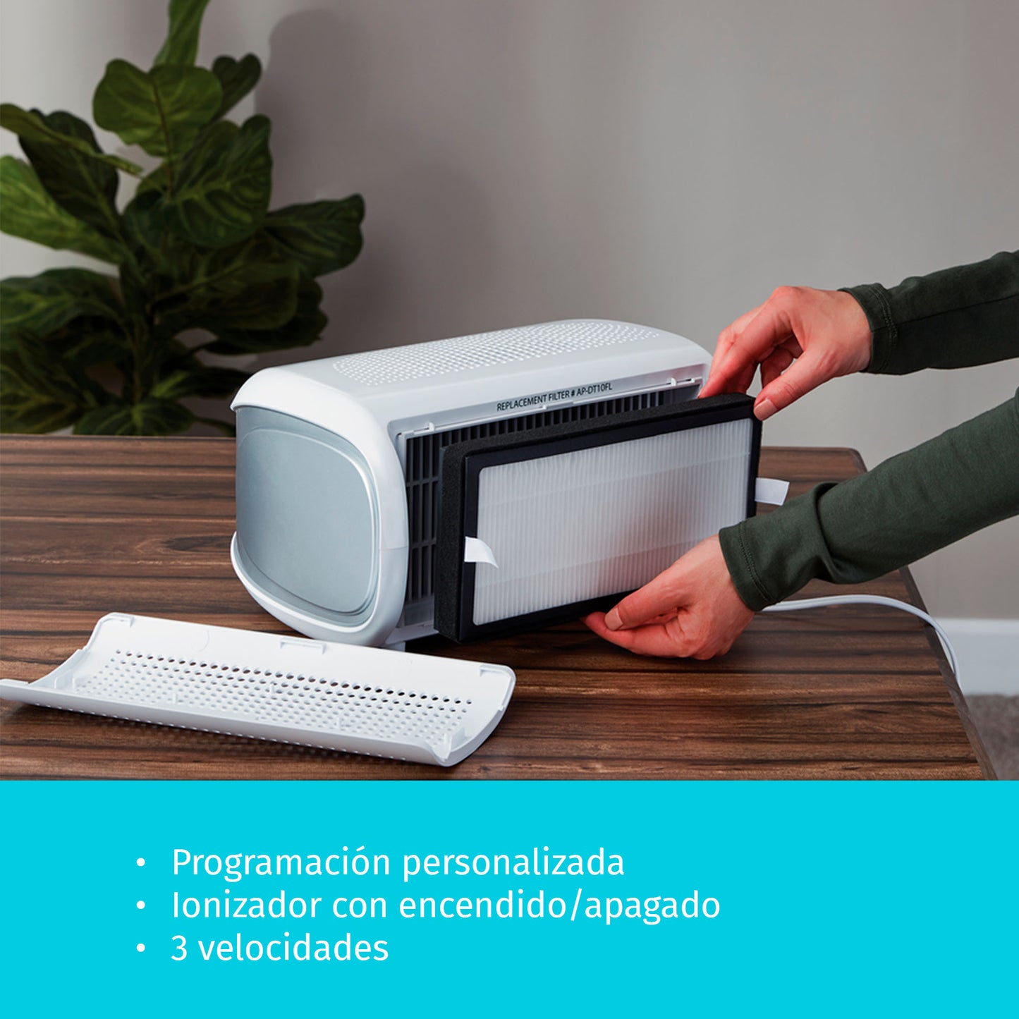 Purificador de Aire de Sobremesa con Filtro HEPA para Piezas Pequeñas