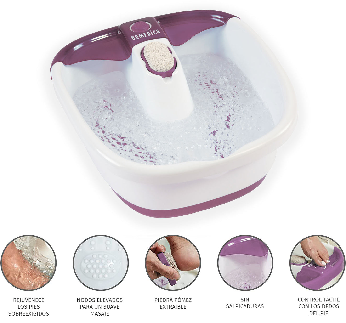 Spa para Pies con 2 Tiras de Burbujas y Piedra Pomez
