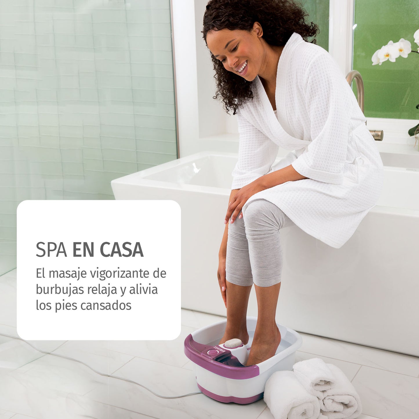 Spa para Pies con 2 Tiras de Burbujas y Piedra Pomez