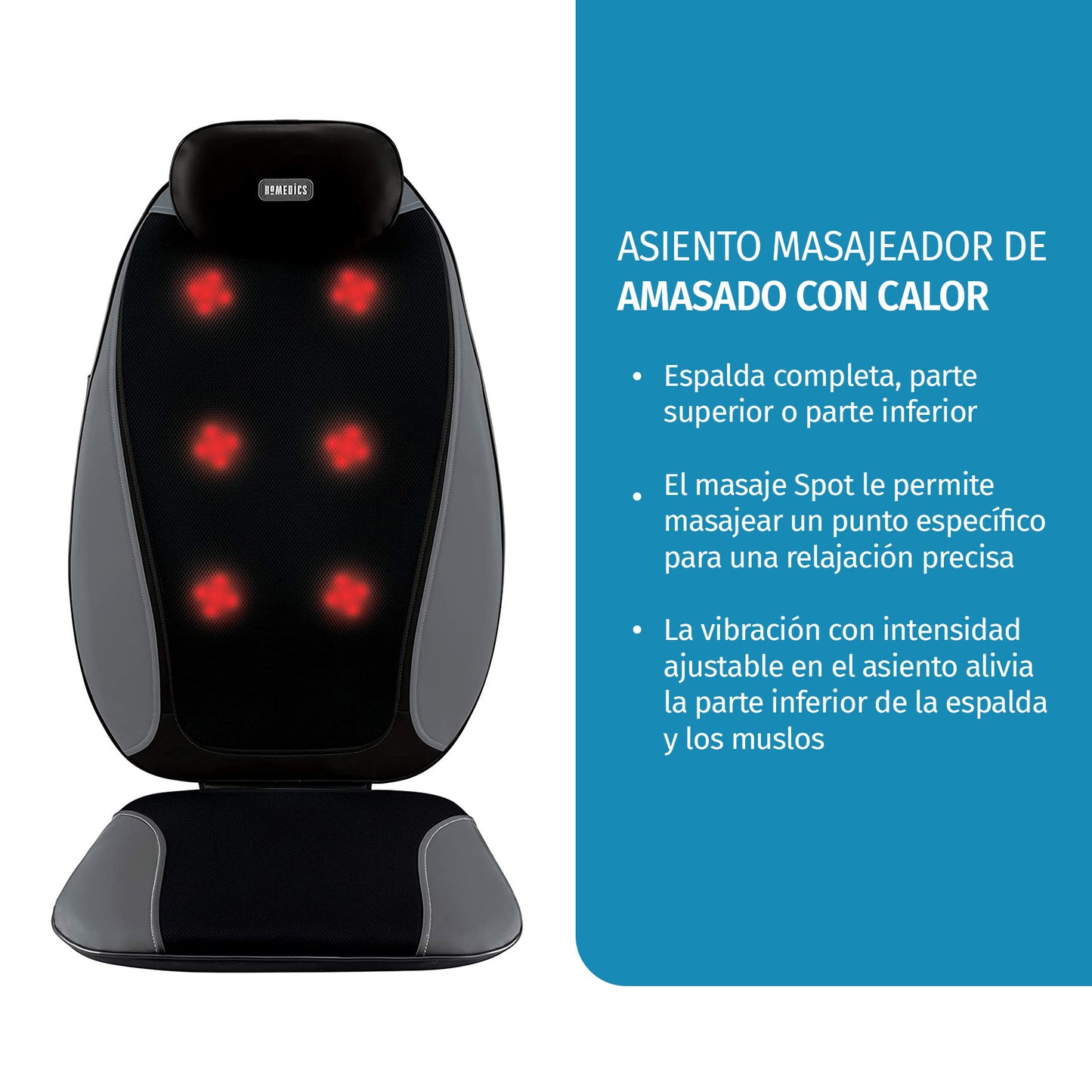 Asiento Masajeador Shiatsu Espalda Completa con Calor y Vibración
